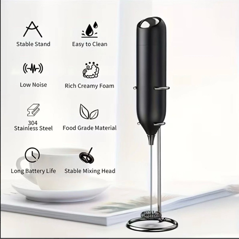Black Handheld Milk Frother